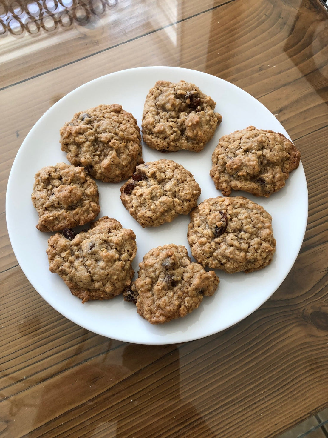 Plate of classic oatmeal cookies on a plate