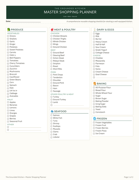 Grounded Kitchen Master Shopping Planner