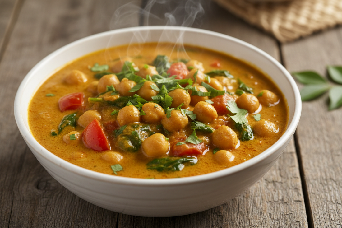 Chickpea, Spinach & Tomato Coconut Curry Recipe