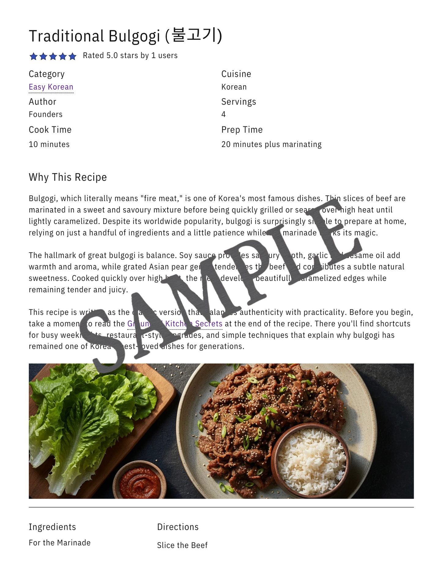 Traditional Bulgogi (불고기) Recipe