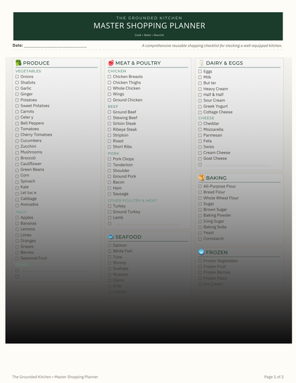 Grounded Kitchen Master Shopping Planner