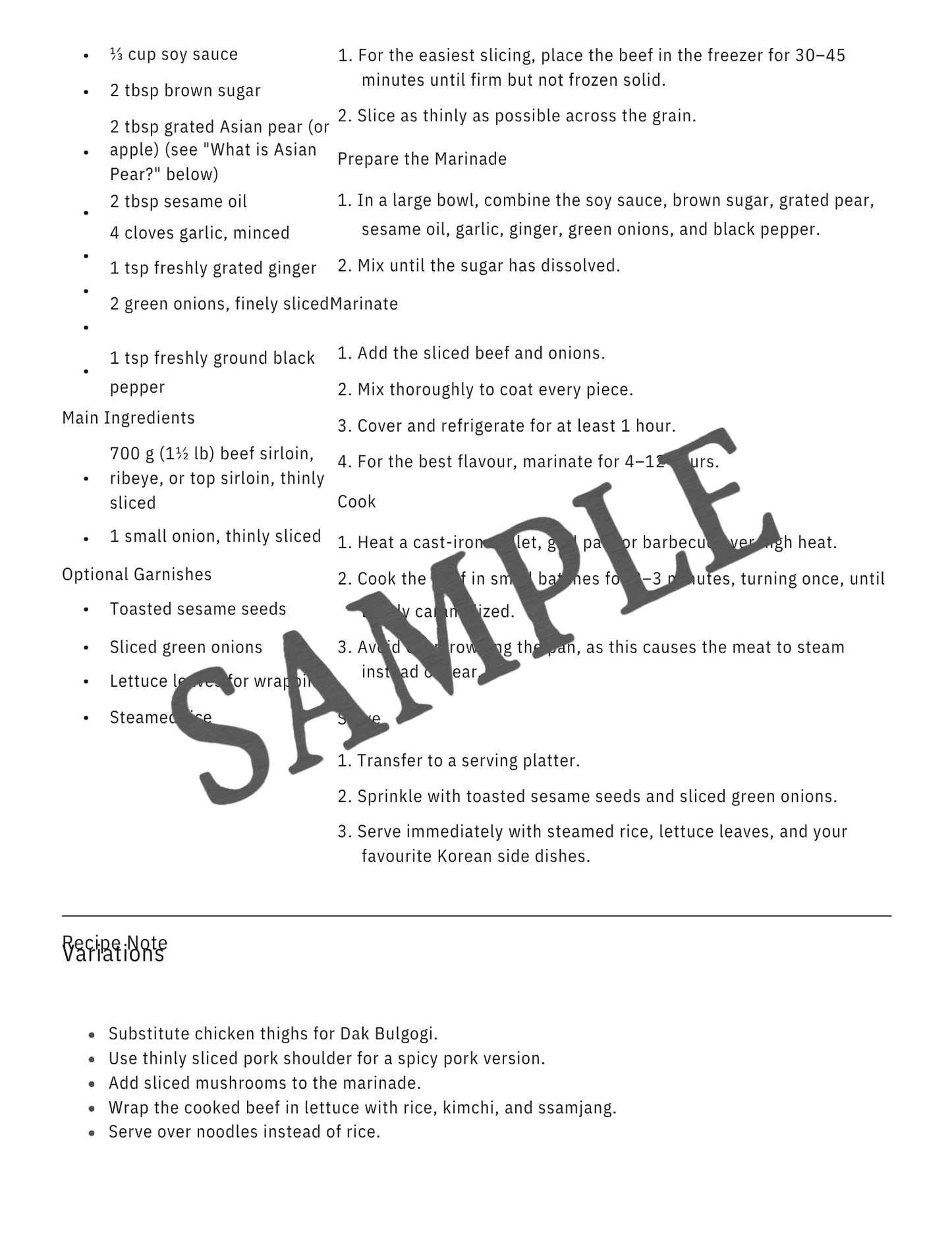 Traditional Bulgogi (불고기) Recipe